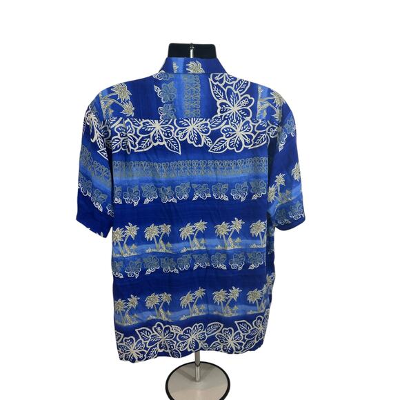 Pineapple Connection Mens Blue Hawaiian Shirt, L - Picture 2 of 5
